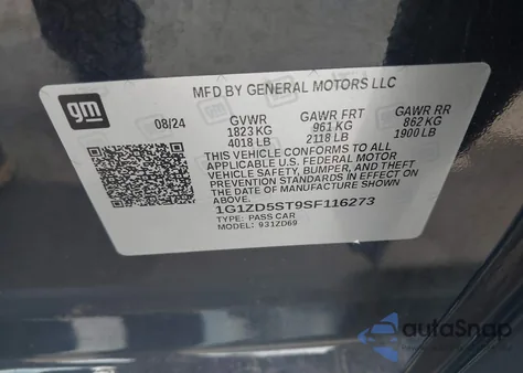 2025 Chevrolet Malibu Fwd 1Lt z USA, uszkodzony, nr VIN 1G1ZD5ST9SF116273